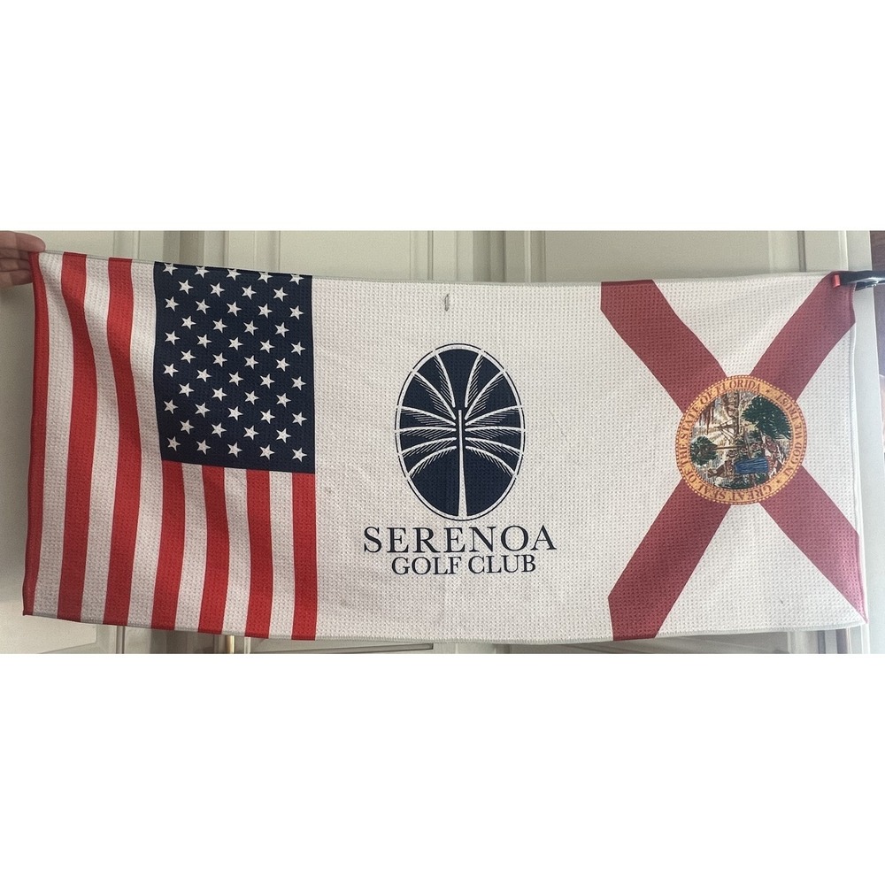 Serenoa Golf Club Logo Golf Towel American & Florida Flags Course Souvenir